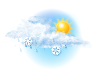 Облачно с прояснениями,
мелкий мокрый снег